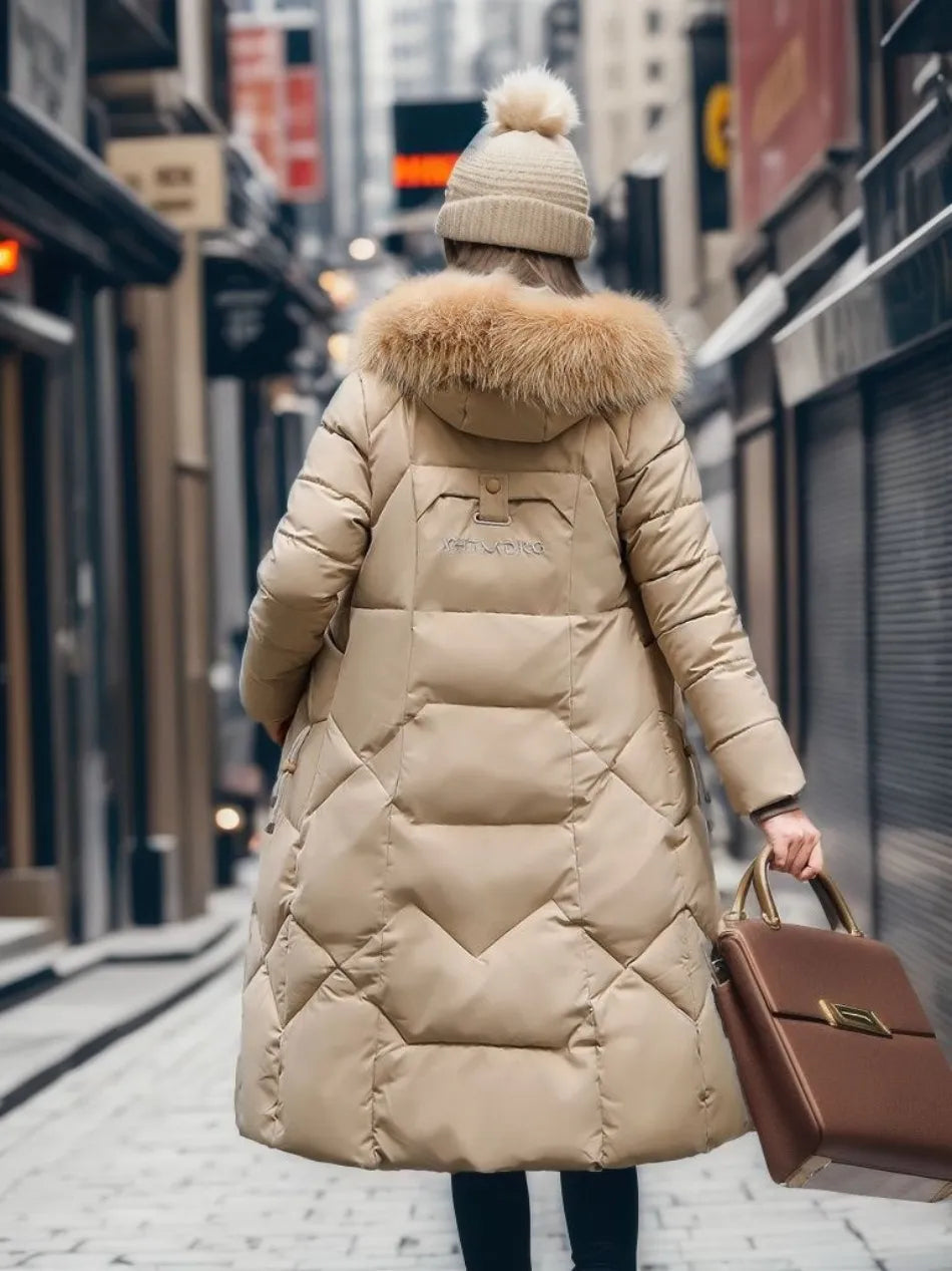 Larissa long winter coat with faux fur hood – image 13