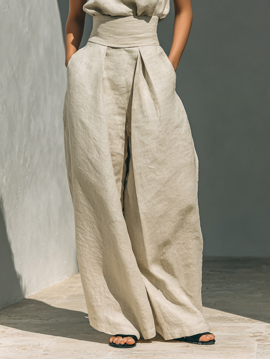 Roxana relaxed sleeveless wide leg two piece set – image 7