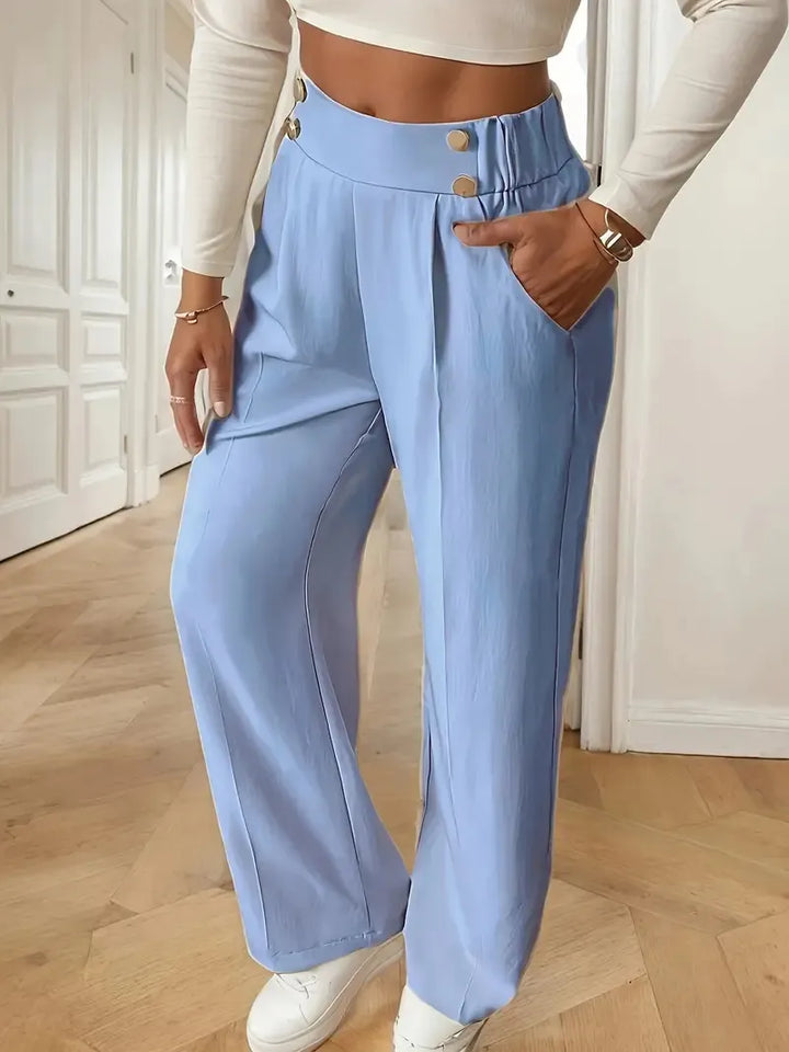 Eleonora high waist wide leg trousers with statement buttons – image 6