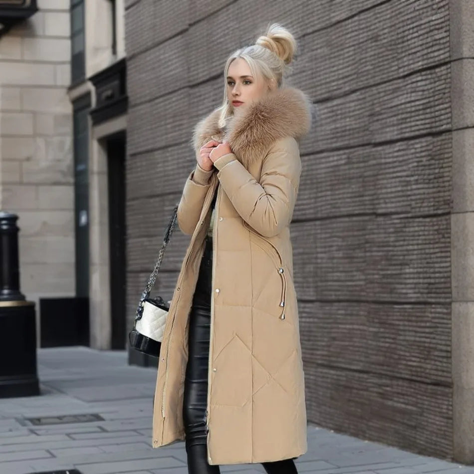 Larissa long winter coat with faux fur hood – image 19