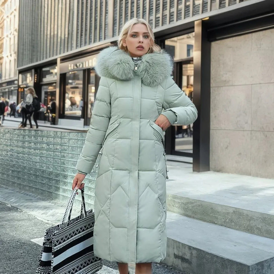 Larissa long winter coat with faux fur hood – image 16