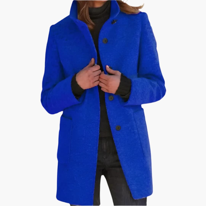 Octavia Elegant Stand Collar Coat with Pockets - image 4