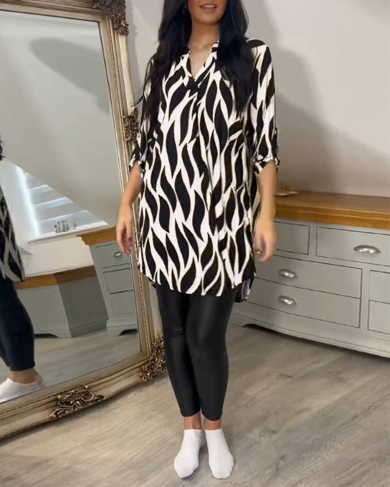 Carlotta printed V neck long sleeve blouse – image 5