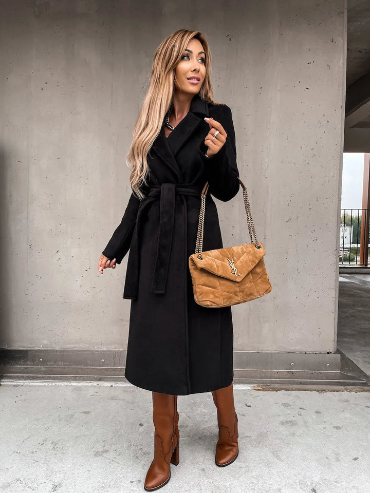 Albane belted wrap coat with notch lapels – image 3