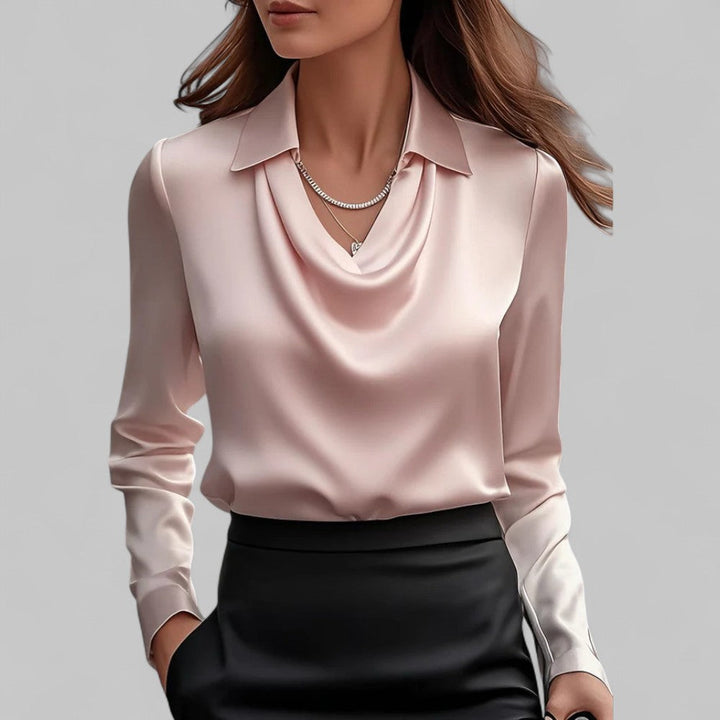 Theresa | Elegant Cowl Neck Satin Blouse