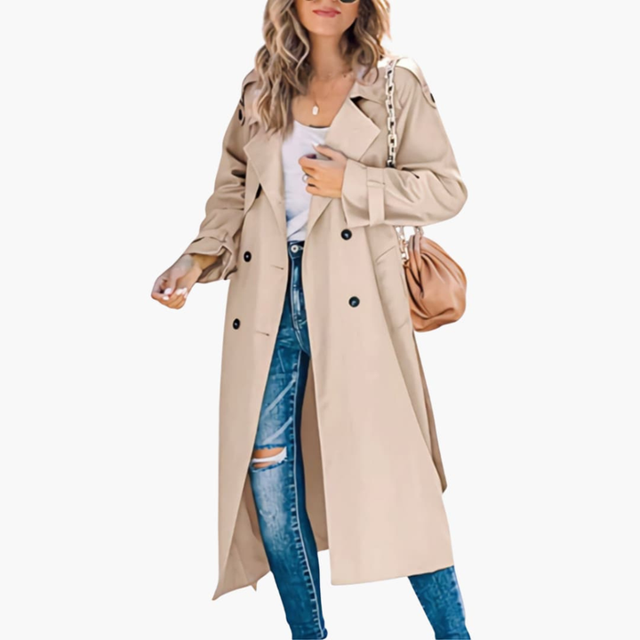 Maisie Elegant Classic Trench Coat with Button Placket - image 2