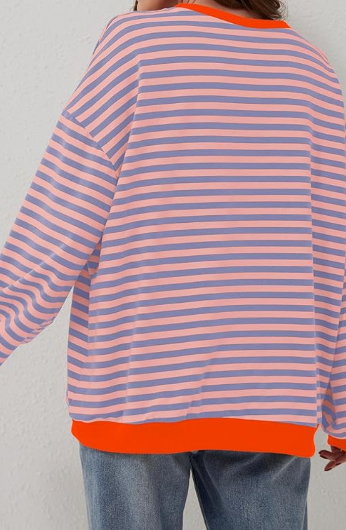 Sabina oversized striped jumper with contrast trim – image 9