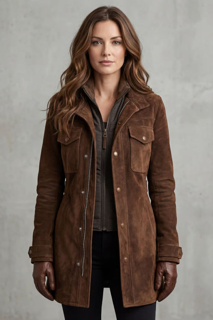 Tesni longline faux suede coat – image 2