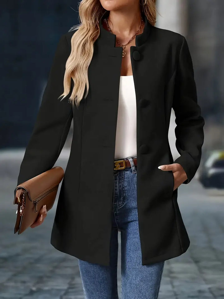 Rosie stand collar coat with decorative buttons – image 12