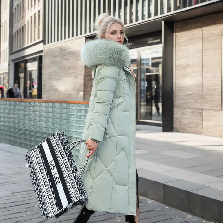 Larissa long winter coat with faux fur hood – image 7