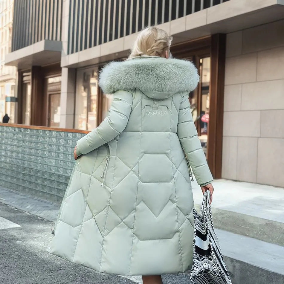 Larissa long winter coat with faux fur hood – image 8