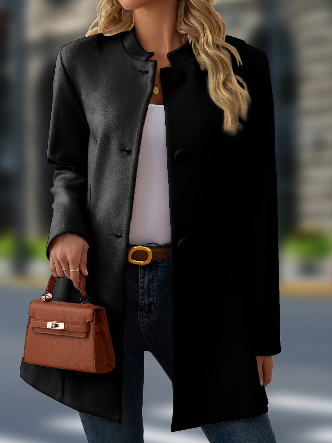 Celandine stand collar belted coat – image 10