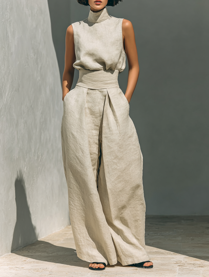Roxana relaxed sleeveless wide leg two piece set – image 2