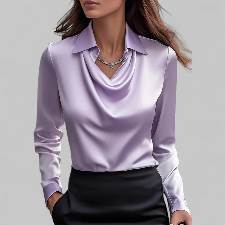 Theresa | Elegant Cowl Neck Satin Blouse