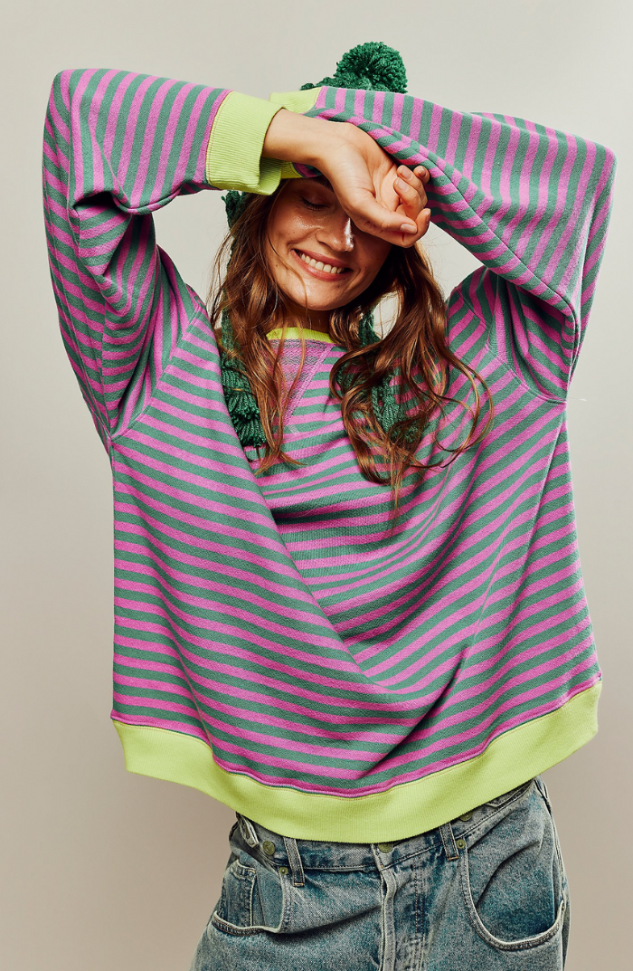 Sabina oversized striped jumper with contrast trim