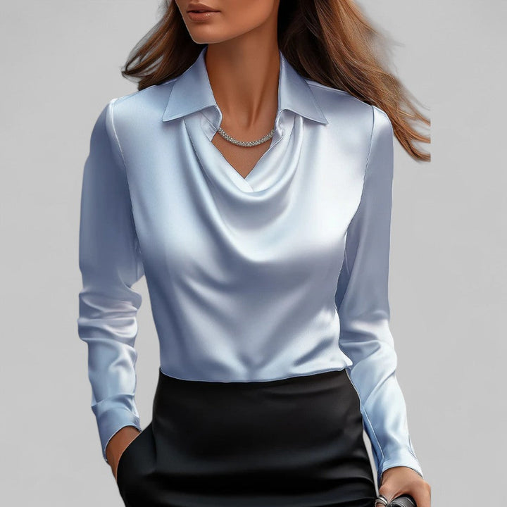 Theresa | Elegant Cowl Neck Satin Blouse