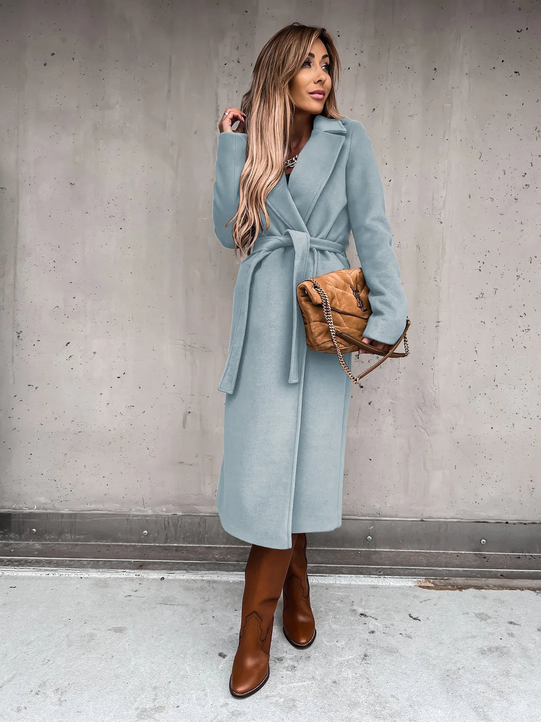 Albane belted wrap coat with notch lapels – image 4