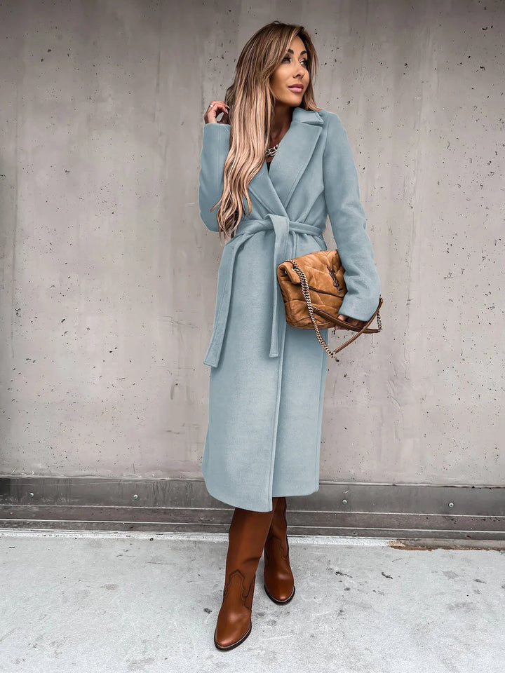 Albane belted wrap coat with notch lapels – image 4