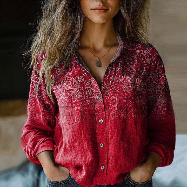 Bramble | Elegant Printed Long Sleeve Blouse
