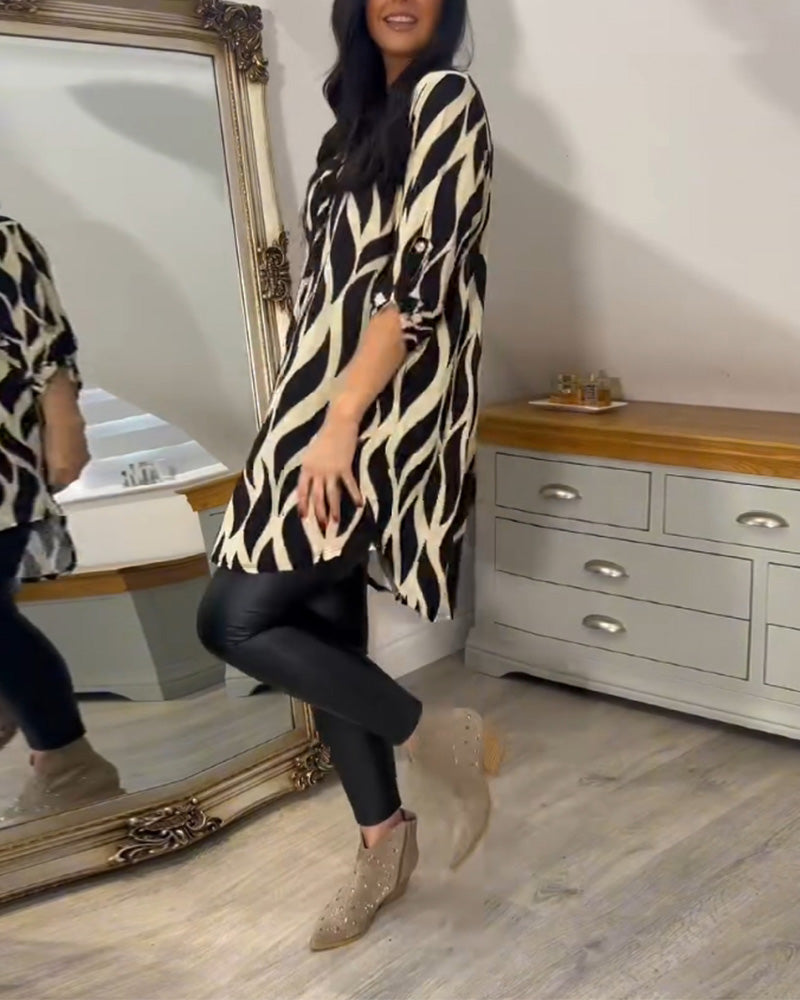 Carlotta printed V neck long sleeve blouse – image 7