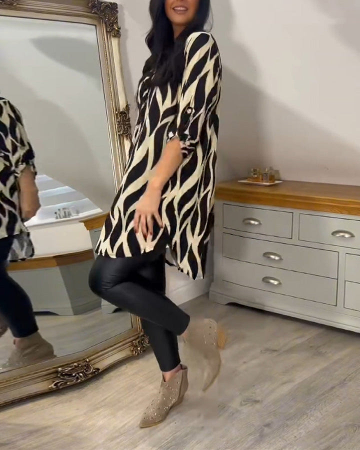 Carlotta printed V neck long sleeve blouse – image 7
