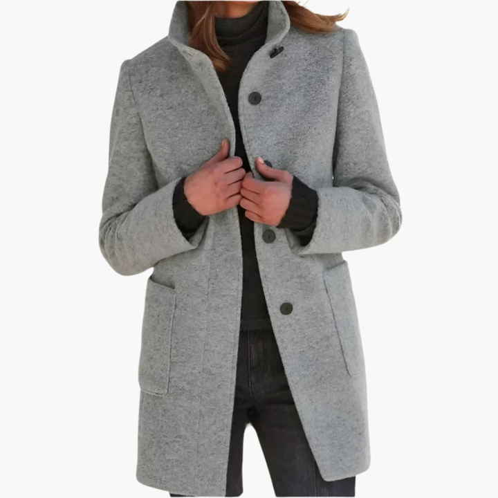 Octavia Elegant Stand Collar Coat with Pockets - image 6