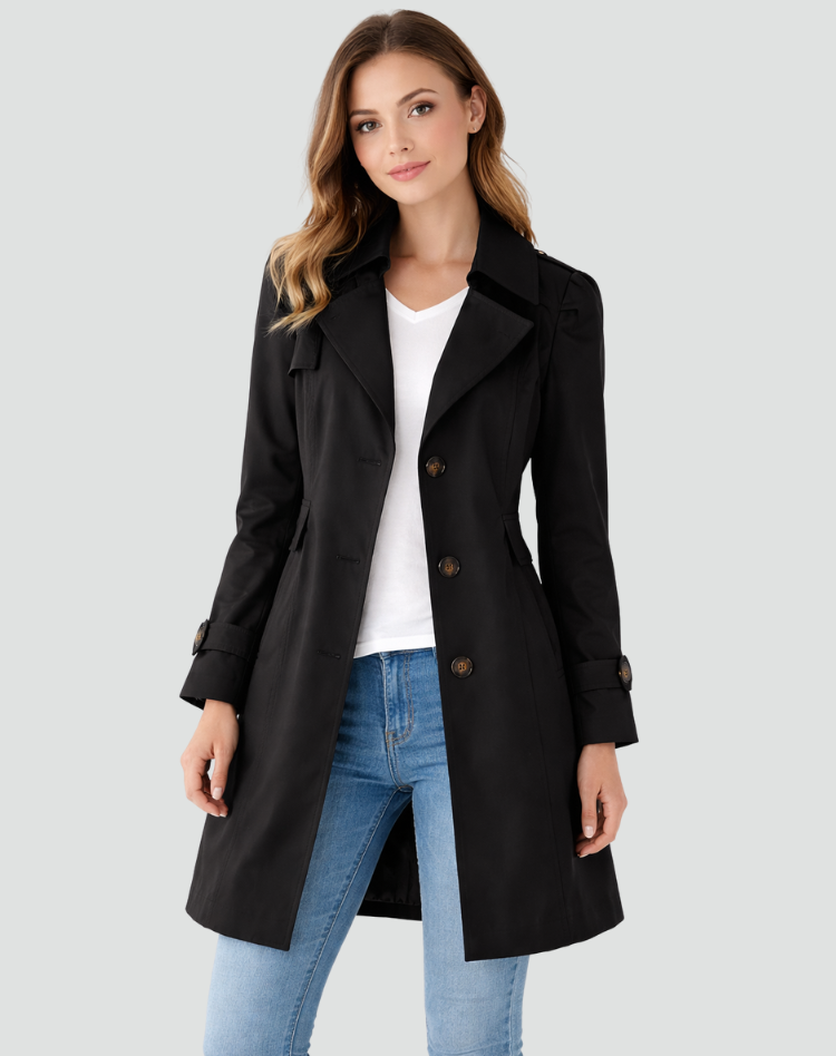 Eloise fitted trench coat with gold buttons – image 4
