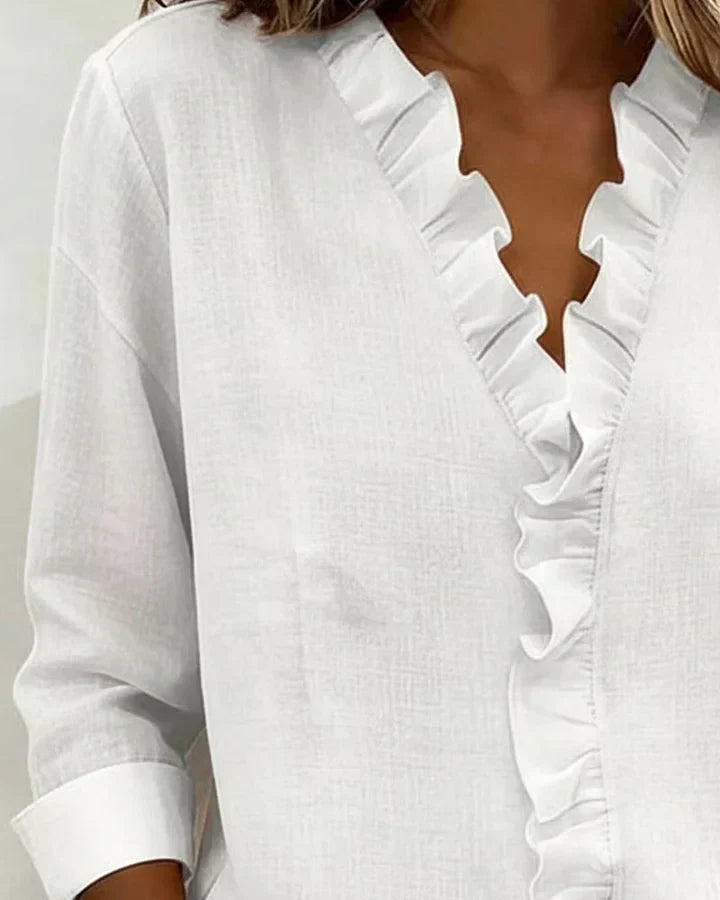 Sorrel ruffle v neck blouse – image 9