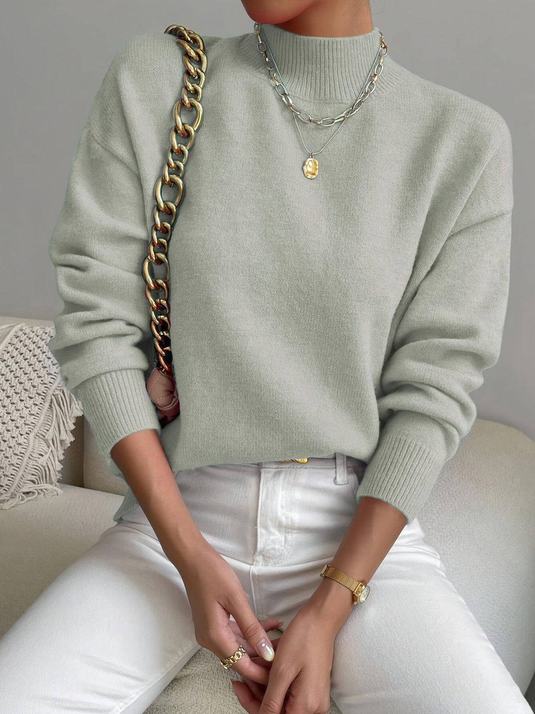 Trine oversized mock neck knit jumper