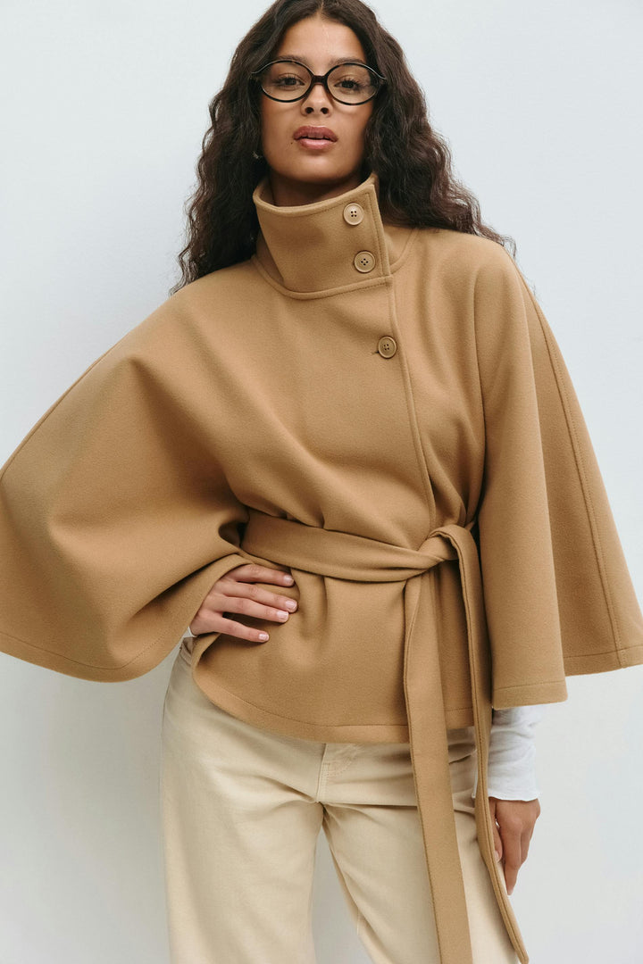 Aslaug belted cape coat with button front – image 4
