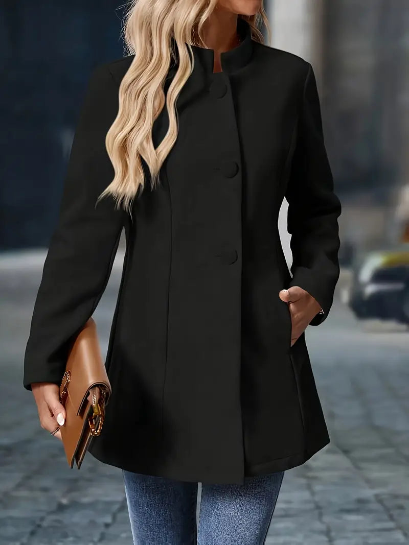 Rosie stand collar coat with decorative buttons – image 10