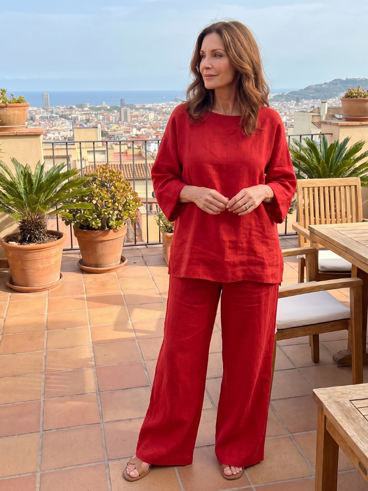 Petra two piece set in red