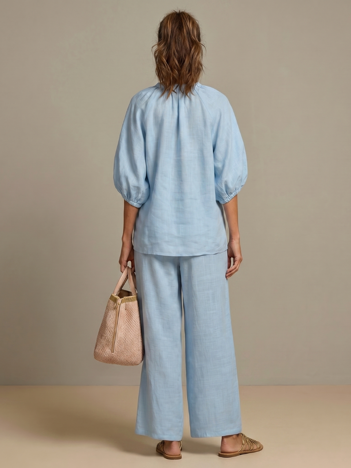 Gaelle zip front top and wide leg trouser set – image 4