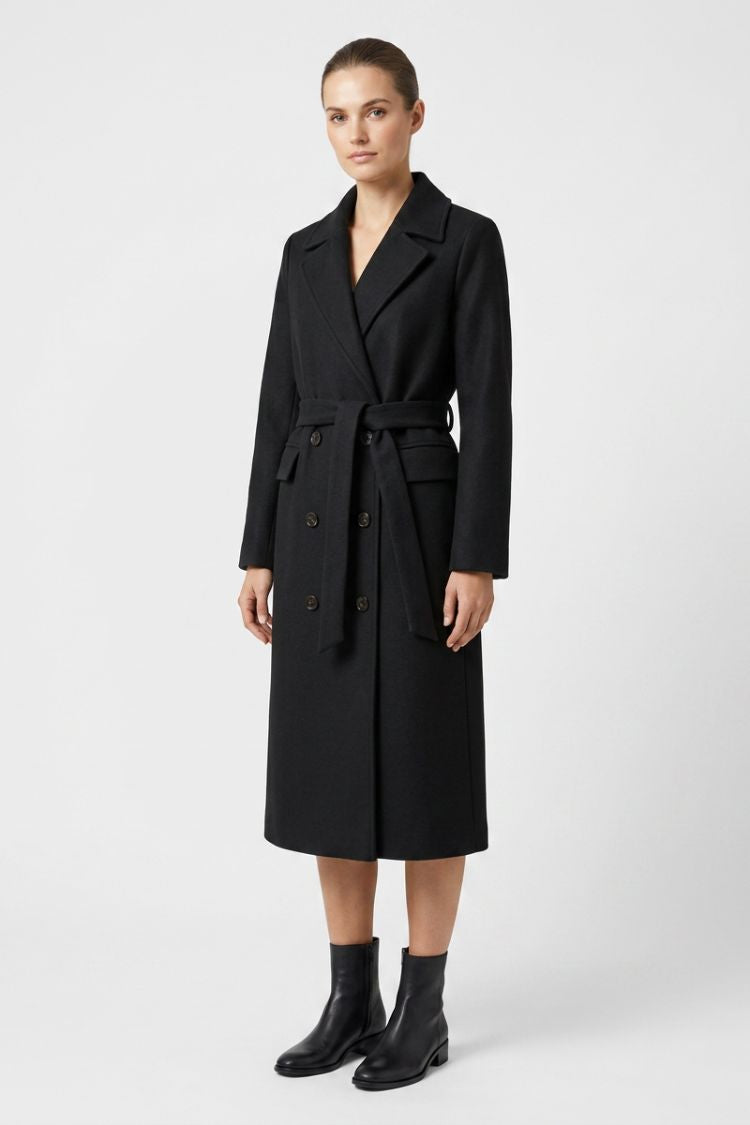 Blanchette notched collar belted long coat – image 12