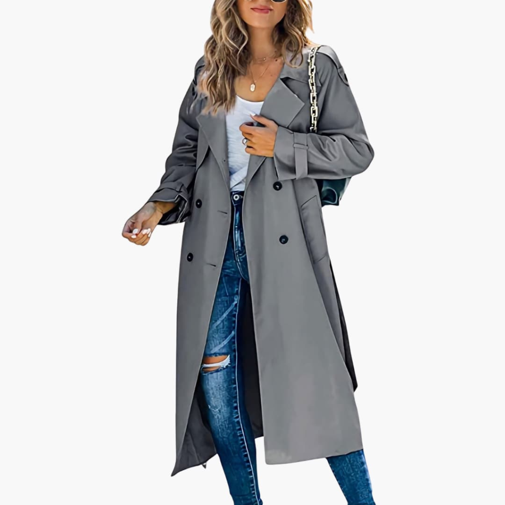 Maisie Elegant Classic Trench Coat with Button Placket - image 4