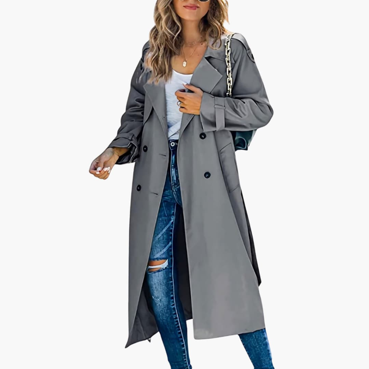 Maisie Elegant Classic Trench Coat with Button Placket - image 4