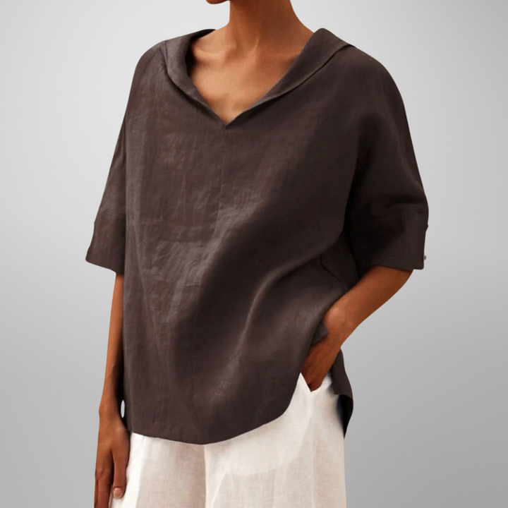 Estella relaxed cotton linen blouse – image 4