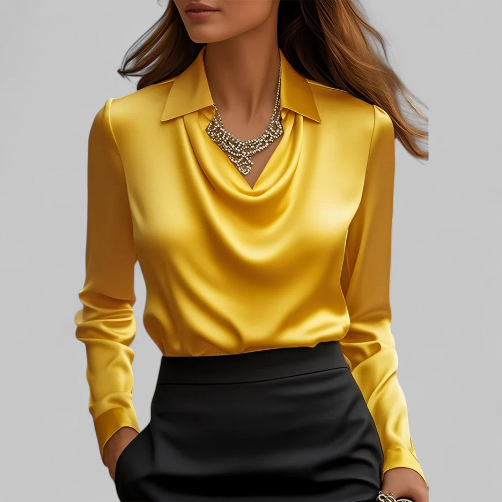 Theresa | Elegant Cowl Neck Satin Blouse
