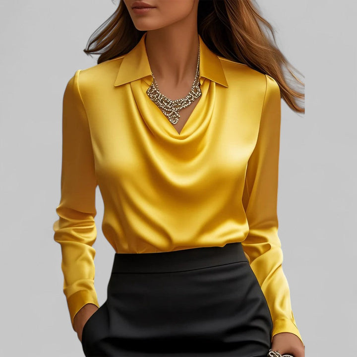 Theresa | Elegant Cowl Neck Satin Blouse