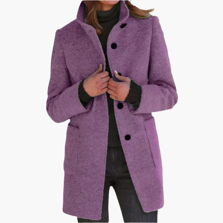 Octavia Elegant Stand Collar Coat with Pockets - image 3