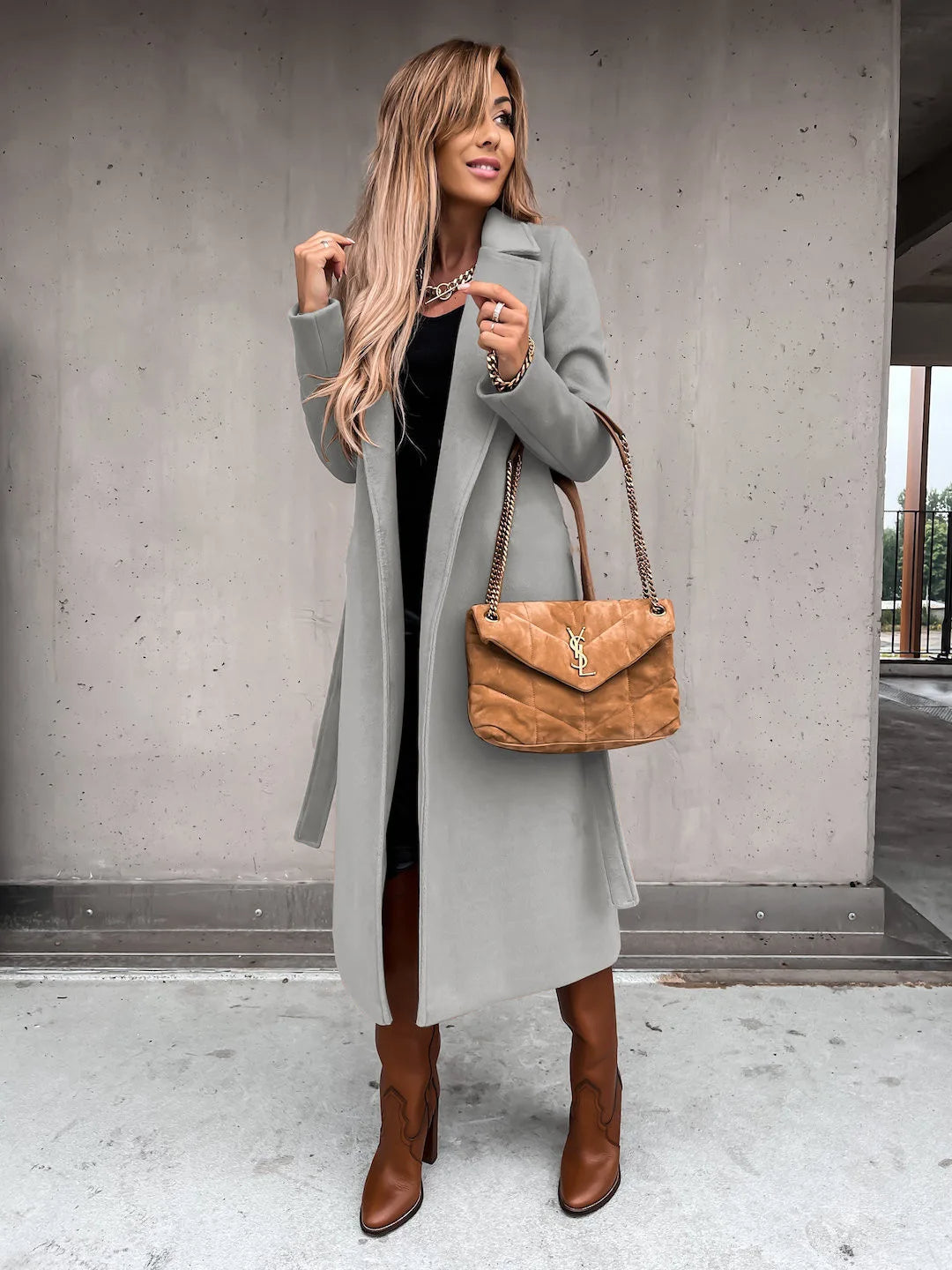 Albane belted wrap coat with notch lapels – image 5