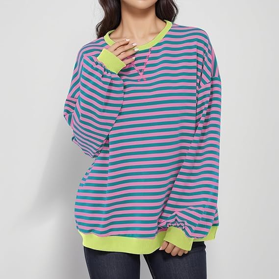 Donatella cosy oversized striped jumper – image 20