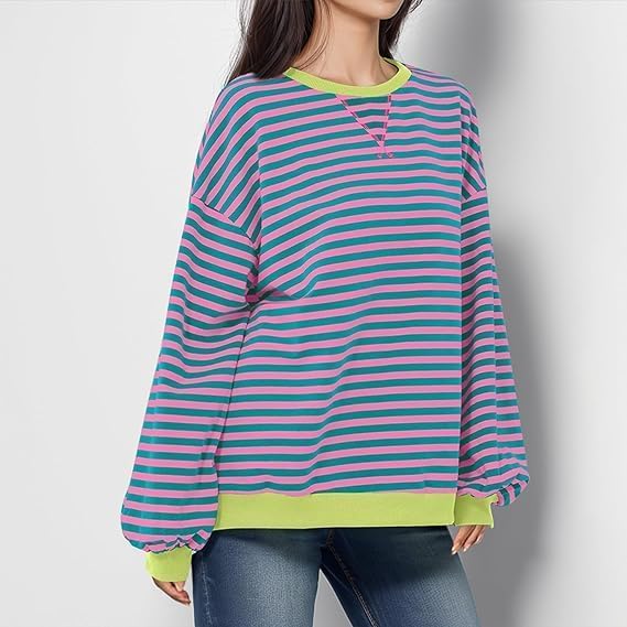 Donatella cosy oversized striped jumper – image 15