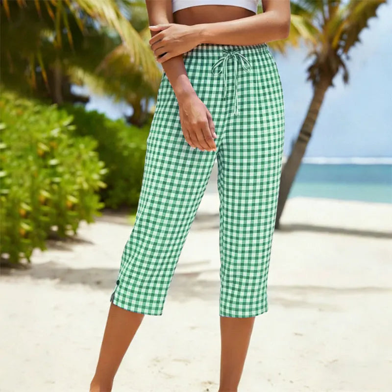 Juliana gingham cropped drawstring trousers – image 4
