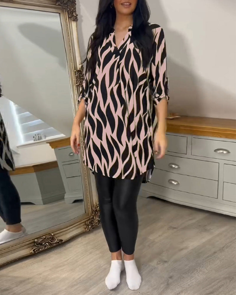 Carlotta printed V neck long sleeve blouse – image 6