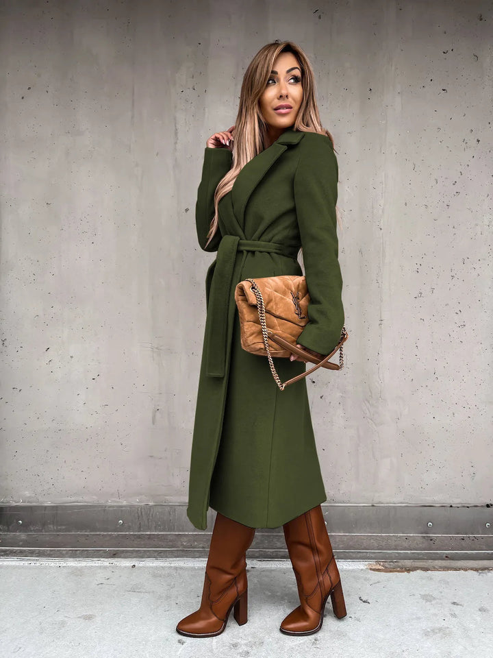 Albane belted wrap coat with notch lapels