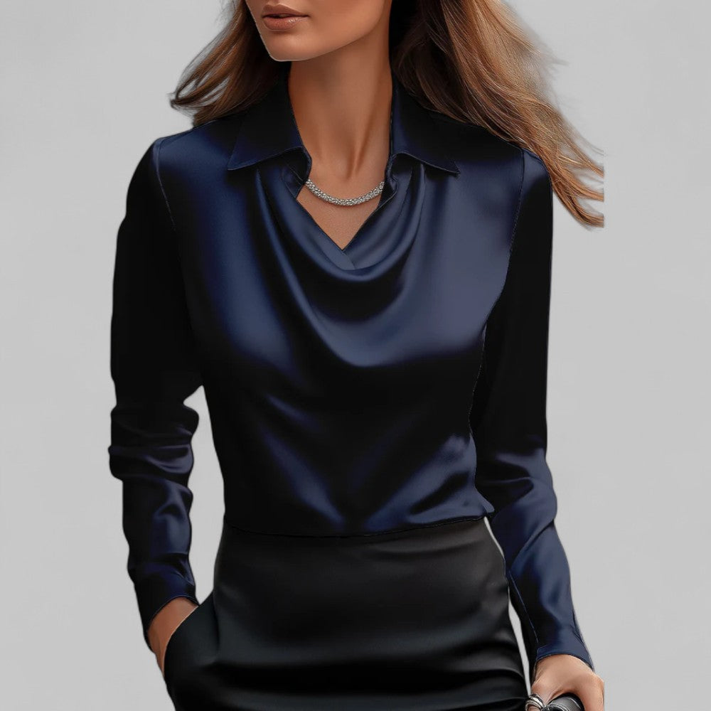 Theresa | Elegant Cowl Neck Satin Blouse