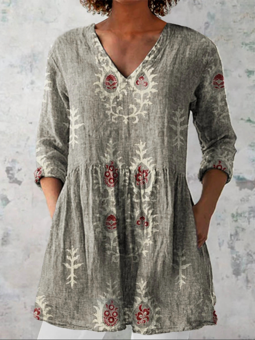 Celestia longline V neck blouse – image 7