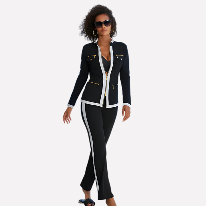 Stella zip front jacket and trouser set with contrast trim – image 5