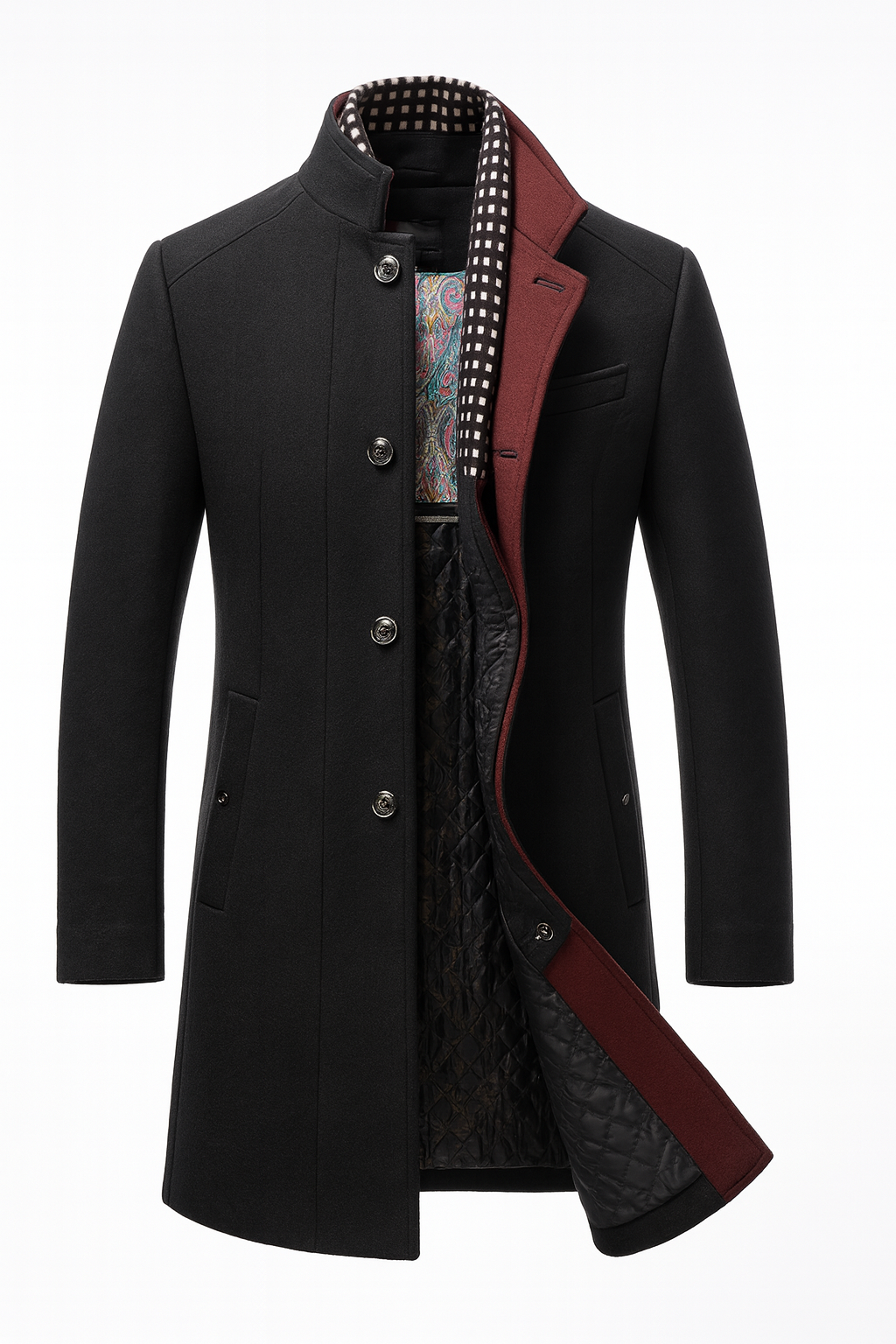 Araminta contrast trim stand collar coat – image 3